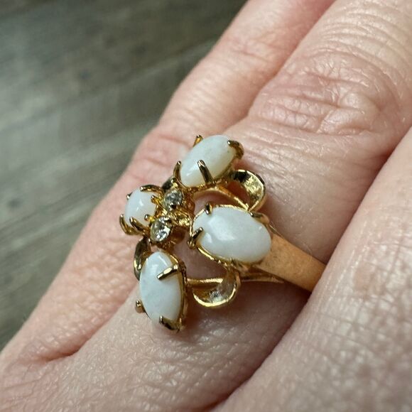 Vintage Gold Plated Opal Ring - Picture 3 of 11